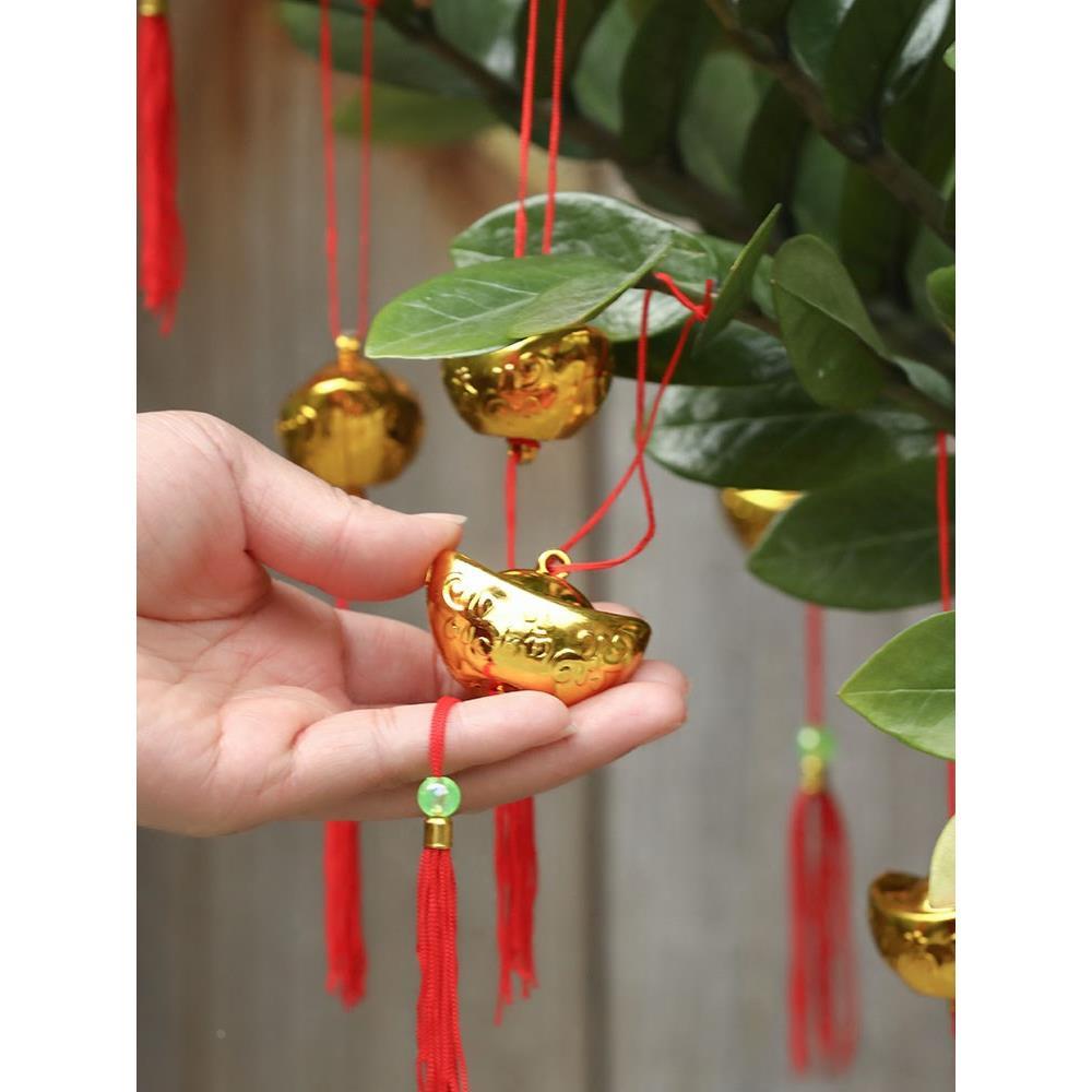 丰优新年元旦装饰品福字元宝盆景挂件植物小灯笼挂饰树上室内家用