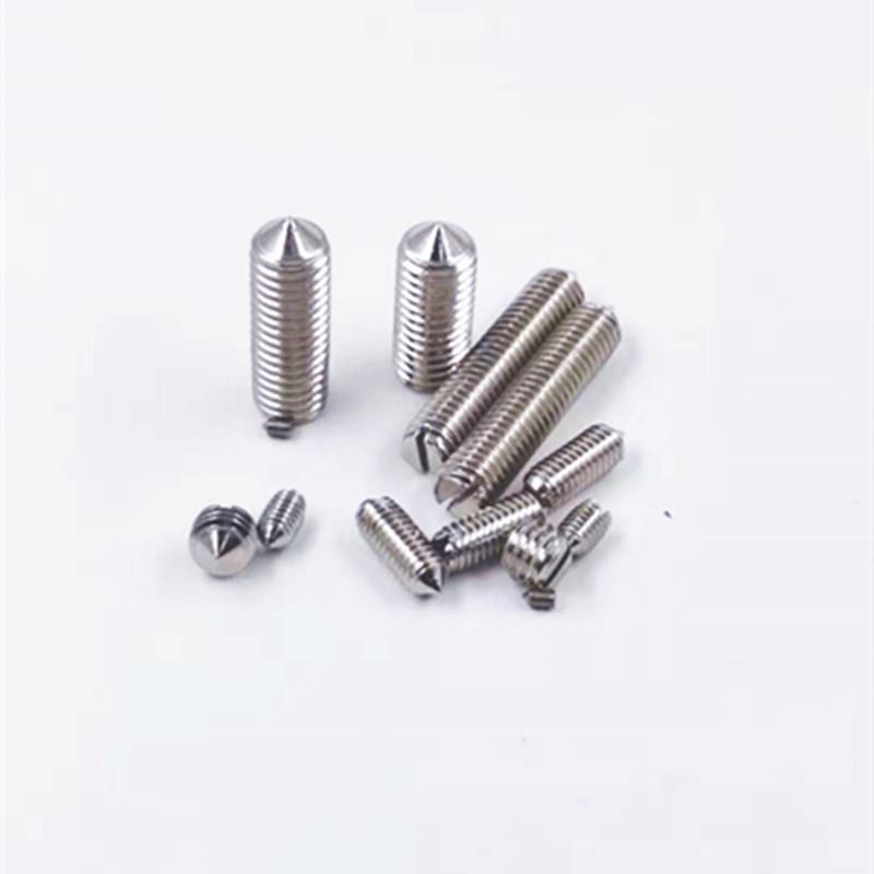 M8X6-M8X50不锈钢201一字紧定螺丝/止付机米GB71开槽尖头螺钉