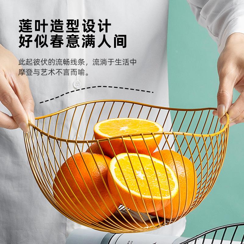 北欧ins铁艺水果篮简约镂空零食收纳篮 创意客厅果盘家用茶几果盆