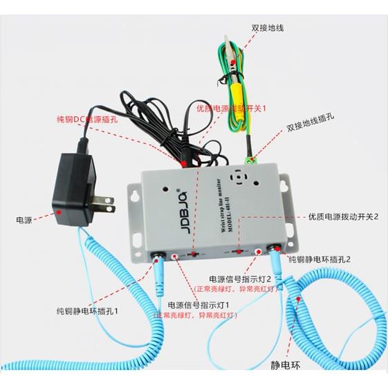 401-2接地监控器防静电手腕带自动报警器401-11静电环监测仪401-I