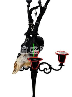 牛头烛台装饰品摆件家居牛头创意装修设计庭院烛台牛牛头树脂