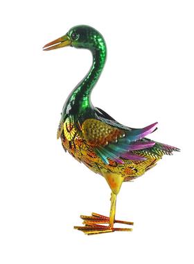 新品景区庭院露台造景落地装饰仿真鸭子金属彩绘创意工艺品摆件