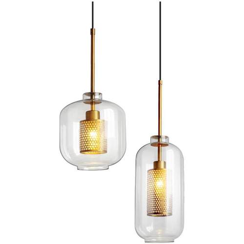 LOFT工业风铁网玻璃吊灯客厅餐厅咖啡厅吧台床头书房灯玄关阳台灯