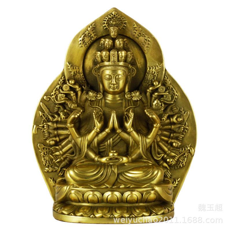 纯铜千手观音摆件观音佛像装饰品摆件铜观音饰品摆件观音像礼品
