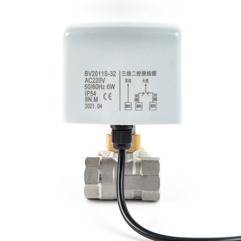 三线二控304不锈钢电动球阀AC220V螺纹微型电动三通球阀外贸