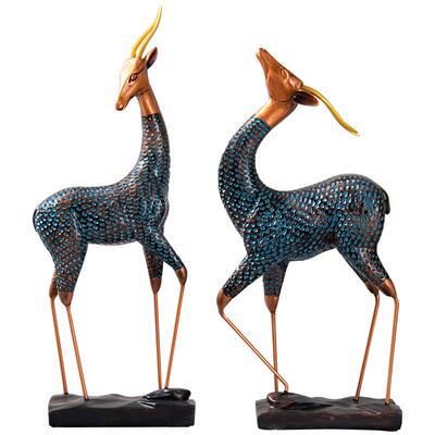 欧式情侣鹿件桌礼面装饰客厅酒柜电视柜书BKD2948品房玄摆关摆饰