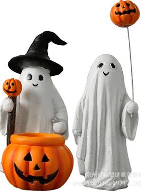 创万幽灵圣节幽灵南瓜骷烛台意家居场景布置道具摆件髅饰派对装品