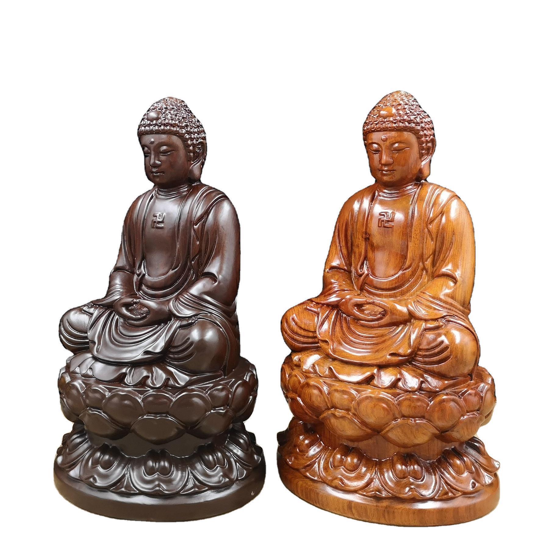 30/释40/50/0CM非6洲黑檀木坐莲迦尼佛祖像草AKG花梨实木摩菩萨工