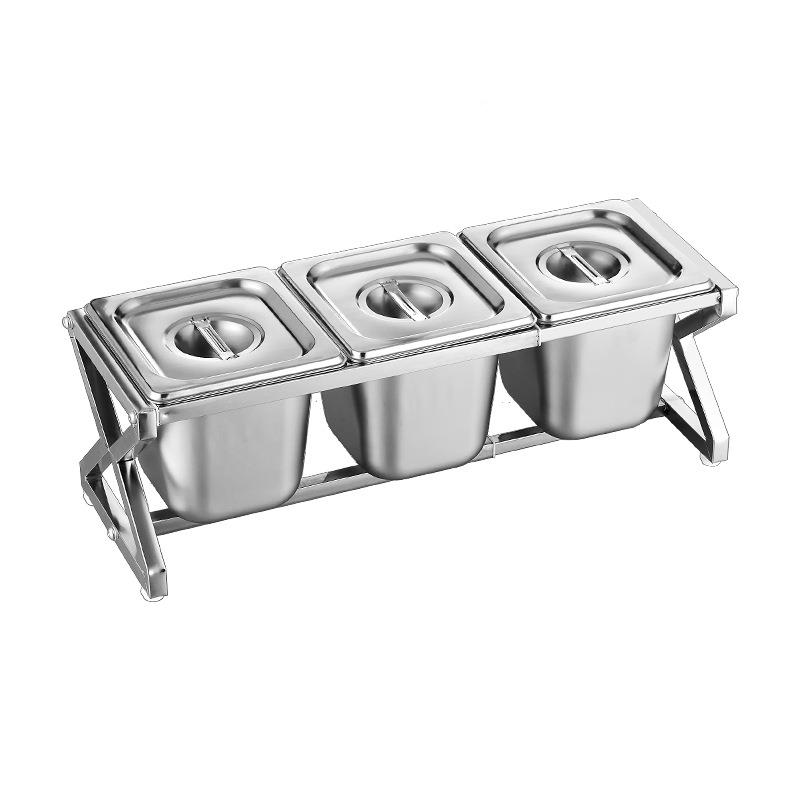 1/9不锈钢份数架套装奶茶物料果缩酱伸格架份数1/9单层盒商盆用分