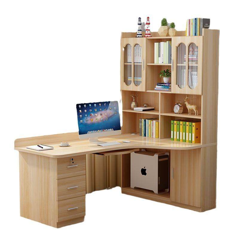 实木书桌书架组合转角电脑桌台式书柜一体儿童卧室拐角学生学习桌,住宅家具,儿童学习桌,淘宝优惠券,粉丝福利购,淘宝优惠卷