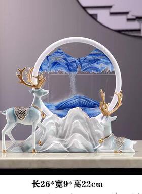 招财猫沙漏流沙画鹿摆件可以电视柜酒柜玄关装饰品乔迁新居礼品