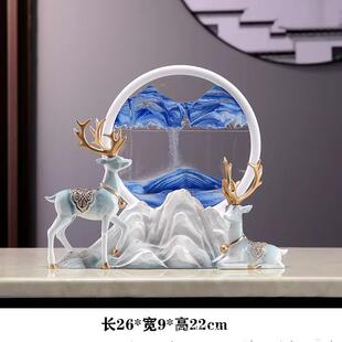 招财猫沙漏流沙画鹿摆件可以电视柜酒柜玄关装饰品乔迁新居礼品
