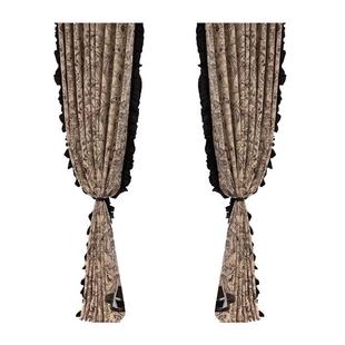 杰奎琳高端法式 奶油米色雪尼尔提花窗帘卧室客厅全屋定制包安装