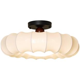 步步达中古风主卧室灯新中式 复古书房灯轻奢复古布艺房间吸顶灯