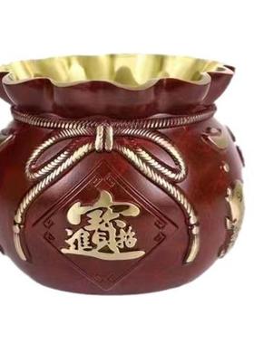 直销黄铜钱袋福字钱袋零钱袋礼品仿古拉丝办公家居工艺品摆件
