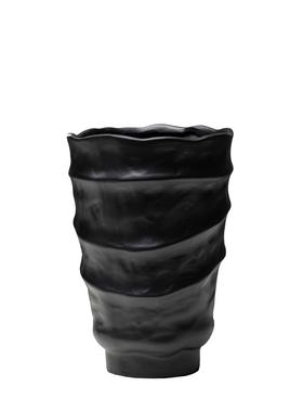 现代北欧创意几何树脂黑白花瓶客厅茶几波浪大口花器软装家居饰品