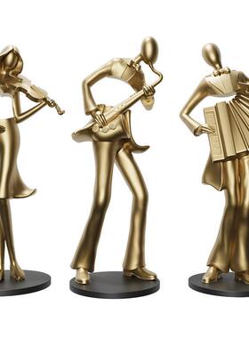 轻奢高档音乐演奏家抽象艺术人物摆件书房客厅酒柜家居饰品高级感