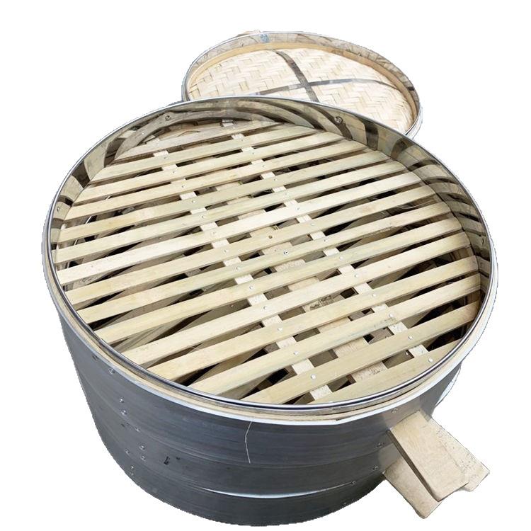 馒竹制52c大号蒸屉竹子蒸笼蒸包QCB子铝m钢包口蒸笼竹笼屉蒸边头