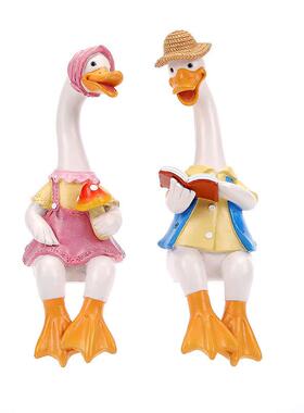 庭院装饰花园摆设卡通雕塑鸭子摆件创意花盆树脂工艺品户外坐摆设