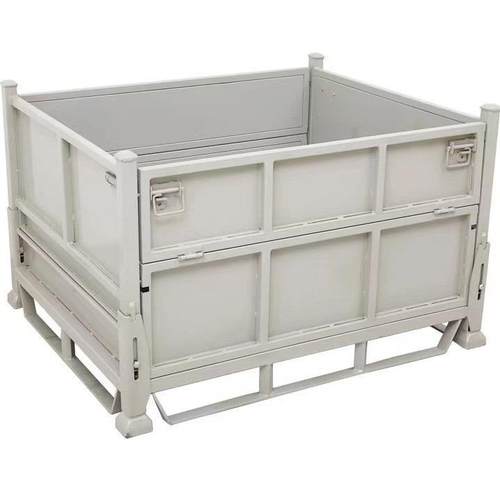 折叠铁屑零件框废料箱金属周转箱钢制周转箱工业铁箱重型料箱车间