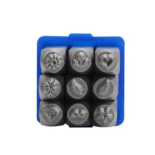 9PC天使图案钢印皮革钢印字母印花冲冲头DI皮雕银饰戒子工具