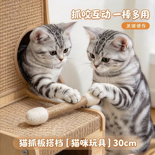 超大号薄荷实木剑麻逗猫棒