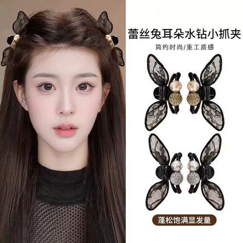 韩系蕾丝蝴蝶结精灵耳发夹