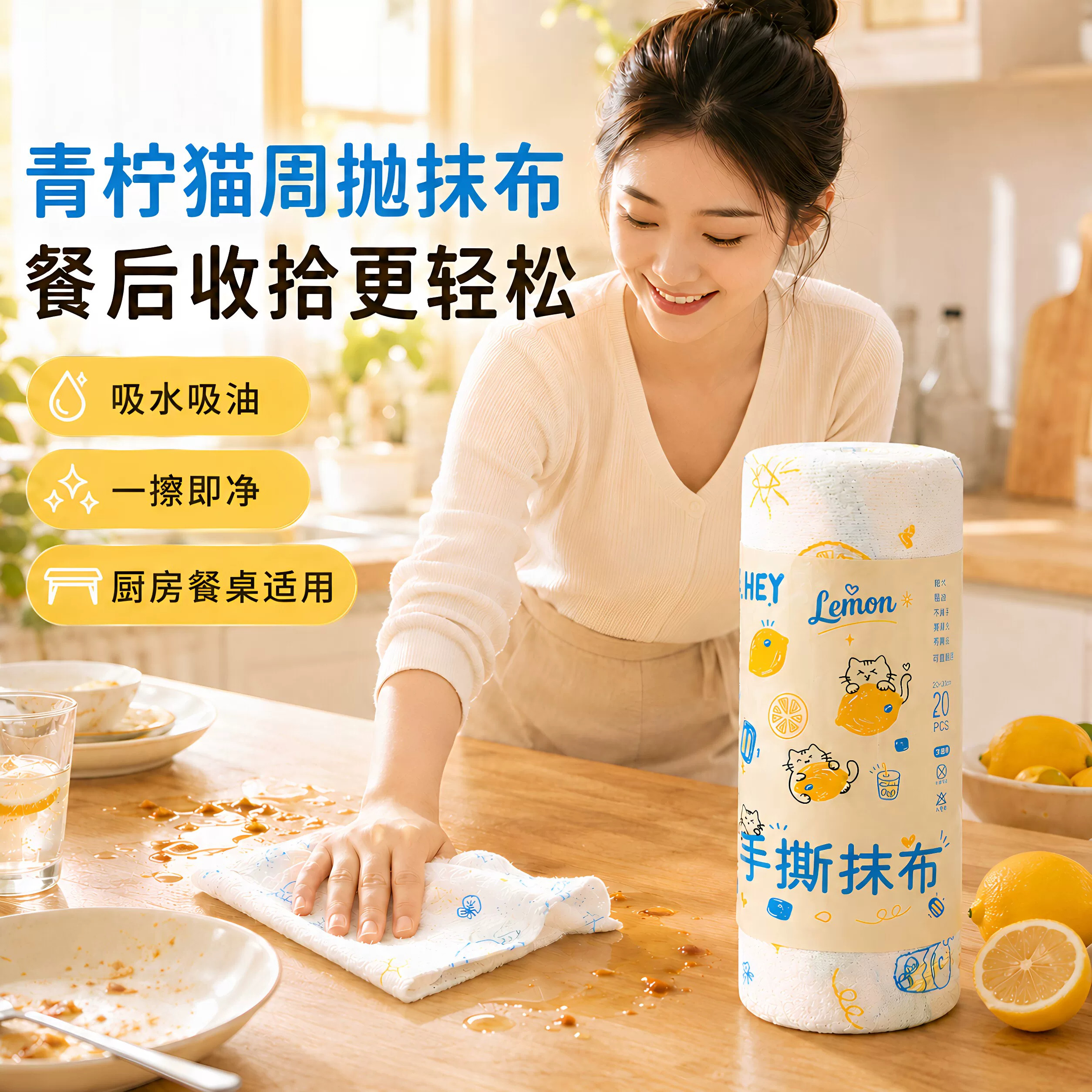 周抛手撕干湿两用加厚抹布