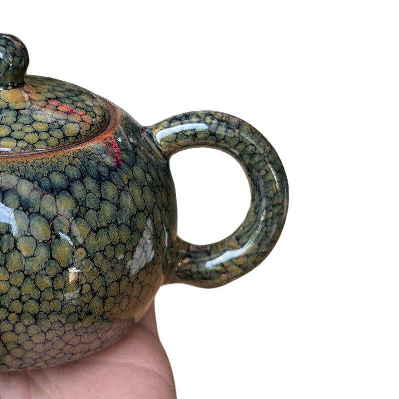 绿鹧鸪西施壶建阳建盏茶杯大容量茶道泡茶壶建盏壶铁胎原矿原釉壶