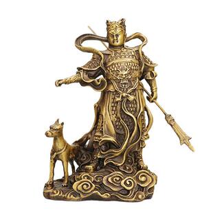 全黄铜二郎神杨戬摆件显圣真君供奉佛像哮天犬天神将军客厅装饰品