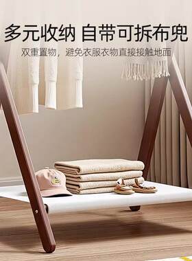 实木挂衣架原木风卧室床头衣帽架小户型晾衣架子床边晚上放衣