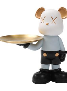 创意暴力熊收纳托盘摆件玄关客厅装饰品糖果钥匙盘乔迁生日礼物女