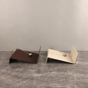 北欧极简不锈钢皮革定点纸巾架艺术摆件客厅卧室餐厅酒店家居饰品