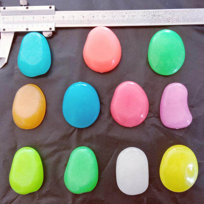 4.5cm大夜光石花园庭院铺路鱼缸水族发光造景塑料15克荧光鹅卵石