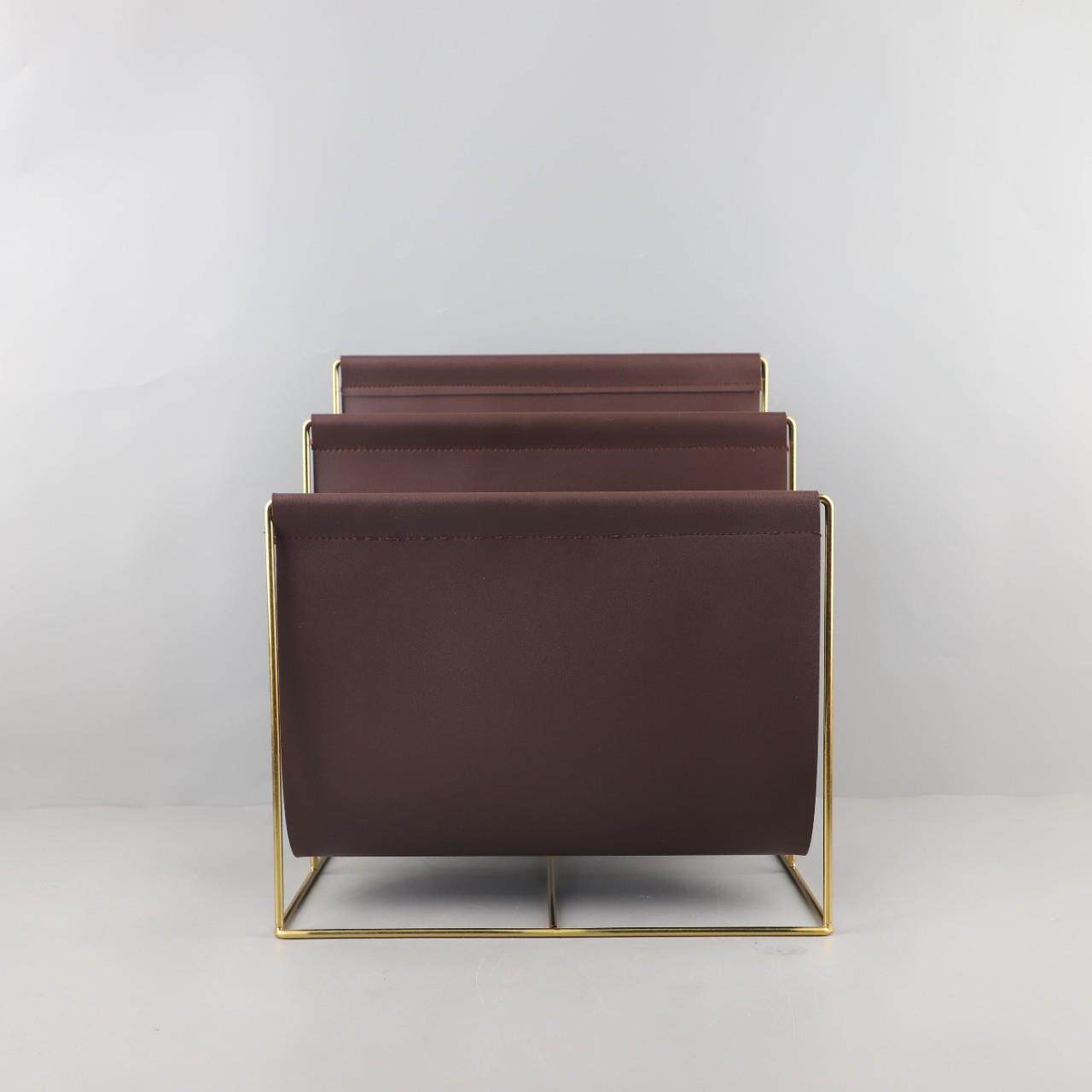 现代简约金属皮革落地杂志架装饰摆件客厅书房酒店软装家居装饰品