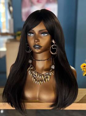 欧美双肩假发头模 黑肤色模特头饰品支架假人头PVCmannequin head