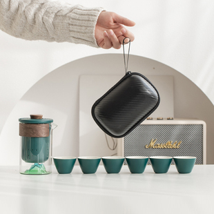 陶瓷便携式 旅行茶具随身快客杯玻璃泡茶杯户外功夫泡茶器一壶六杯