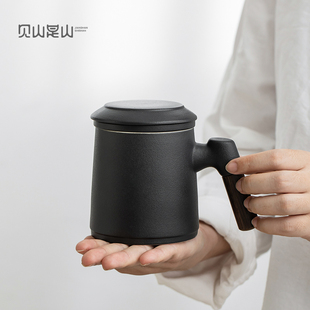 陶瓷马克杯大容量泡茶杯子带盖过滤茶水分离办公室个人杯定制礼盒