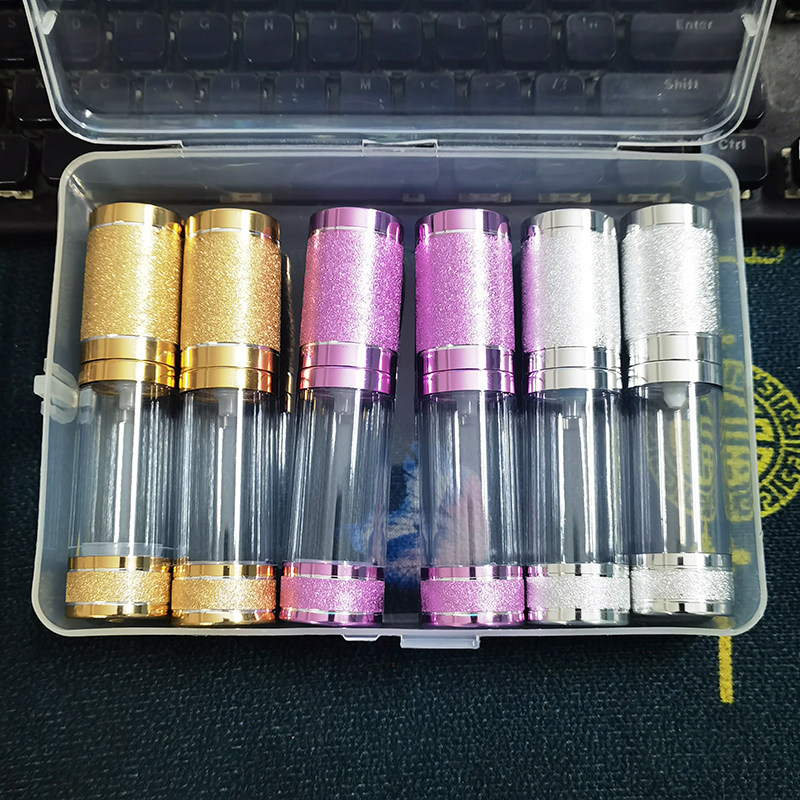 高级真空瓶盒装沙金补水细雾喷雾瓶旅行分装瓶粉底面霜按压乳液瓶