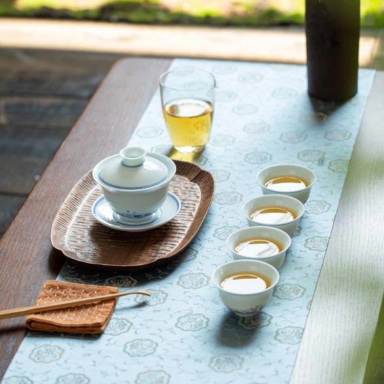 全手绘青花海水纹茶具陶瓷茶杯高档礼盒带盖茶碗家用礼品景德镇窑