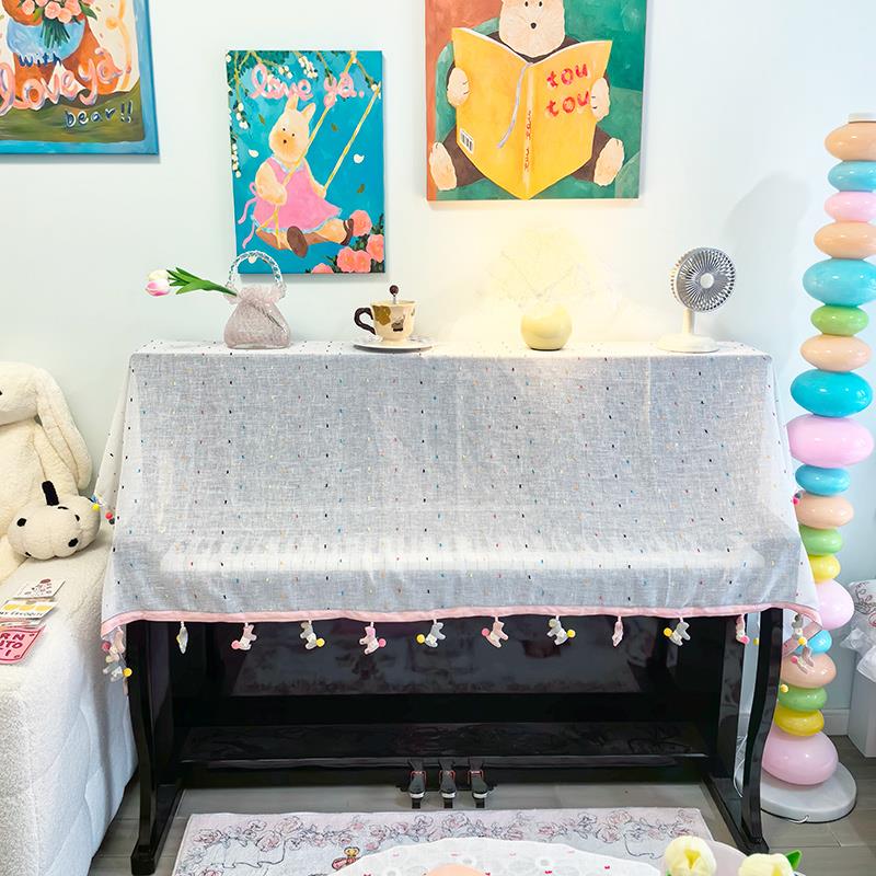 卡通创意小马公仔挂件钢琴布保护垫风琴防尘罩长方形桌布彩色毛线