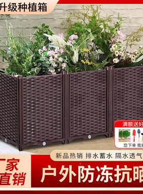 台蔬藤条加深种菜植箱长用方形阳塑料花盆楼顶种菜专箱室外种菜盆