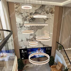 感复式厅楼挑客大吊灯轻奢大气空高级别墅中空现代9617-3简约楼梯