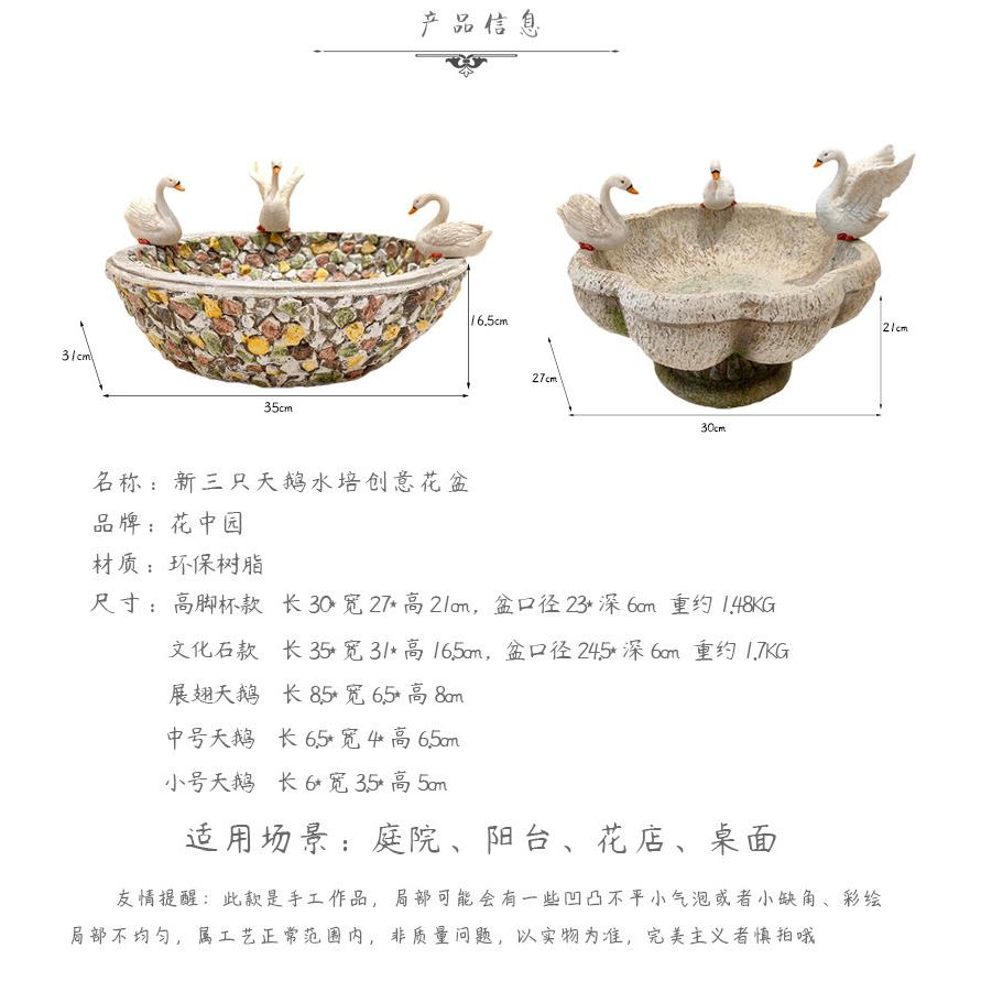 创意无培水花盆铜钱草水培SHU天鹅阳台装饰布置庭院孔花园桌面摆