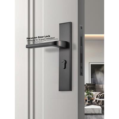 卧室门锁锁铝金简约现代一体式FND拉手静一体门实合木门安的卧室