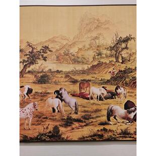 hmPjsNSr郎世宁 百骏 图复古书画鸟兽写真国画真迹仿喷古复制手卷