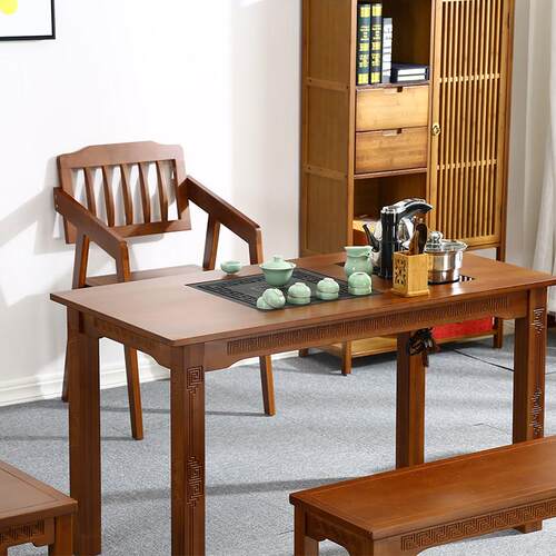 煮茶公新中式楠竹茶桌简约URL艺学桌茶写字国台办桌家用茶桌椅组