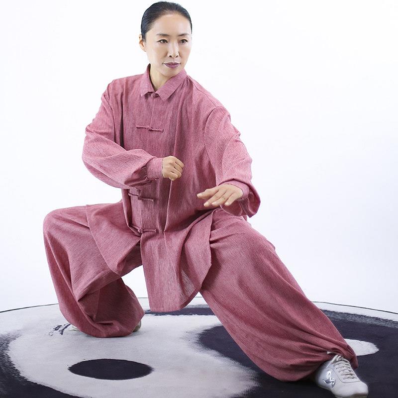 类马蕾麻太极服ZIR新款绿亚休灰闲男女练功服定制传统中国风拳服