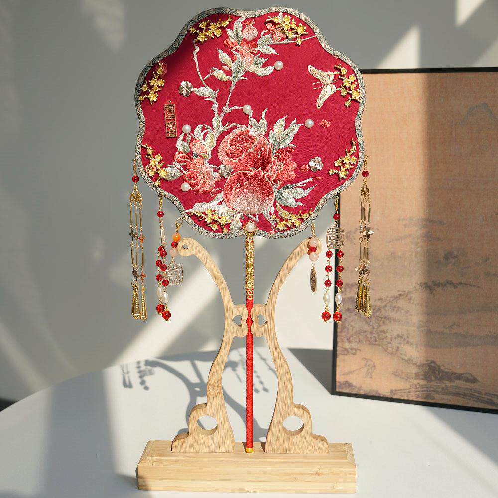 嫁面团扇新娘结婚礼出高级双感喜成品秀禾服中式扇子刺扇ARD绣材