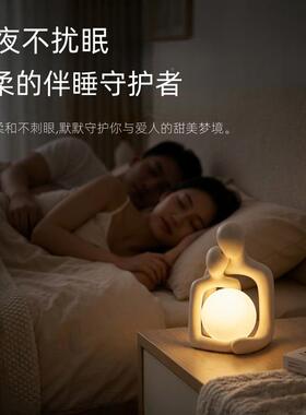 创意情侣小夜灯摆头件台灯卧室床灯装SHBA1519品52饰0送级女朋友